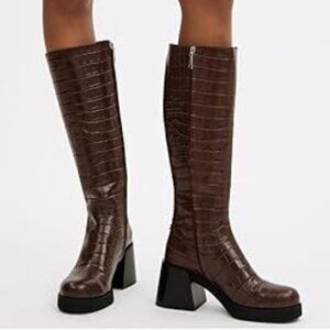 Coach Natasha Crocodile Knee High Boots
